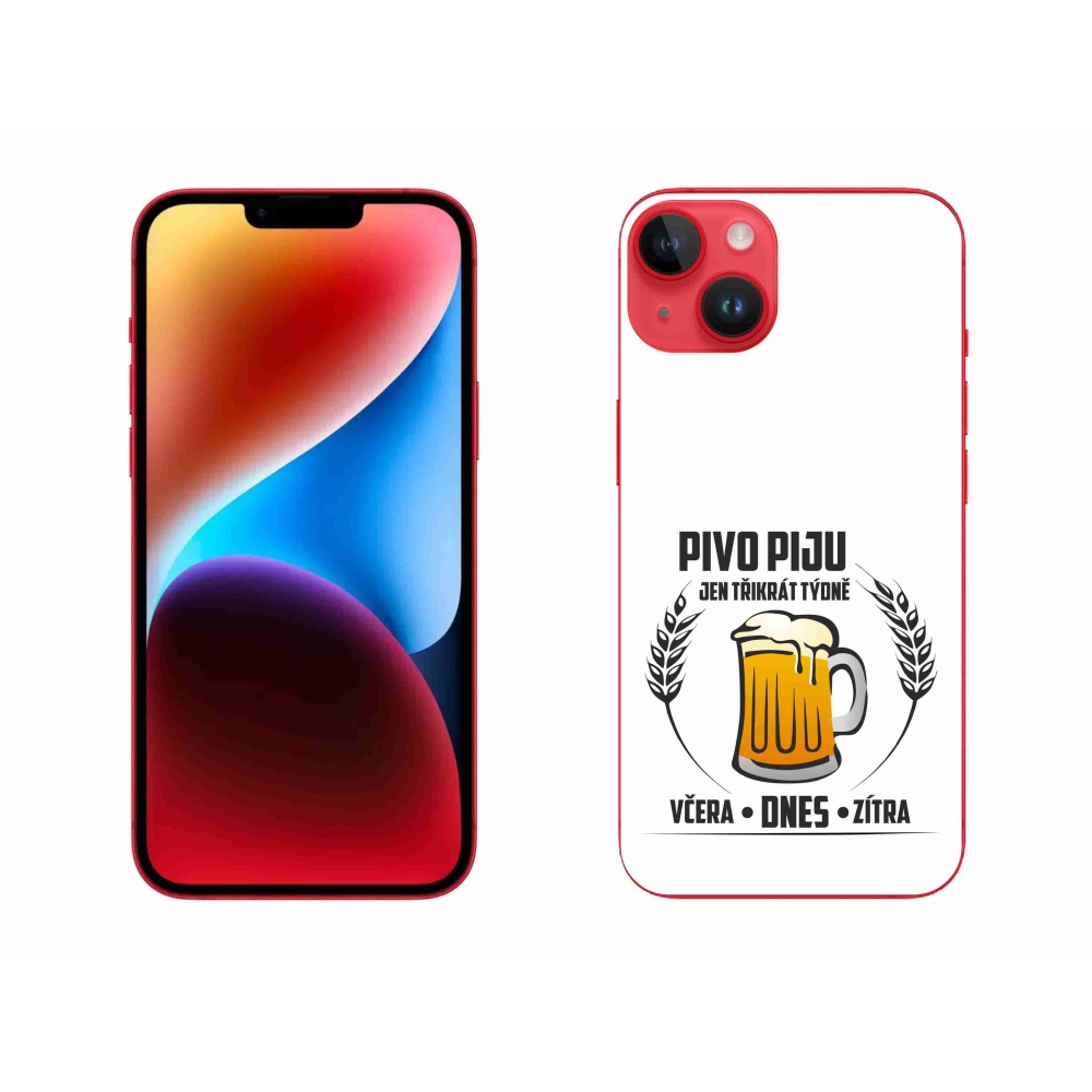 Gelový kryt mmCase na iPhone 14 Plus - pivní motiv bílé pozadí