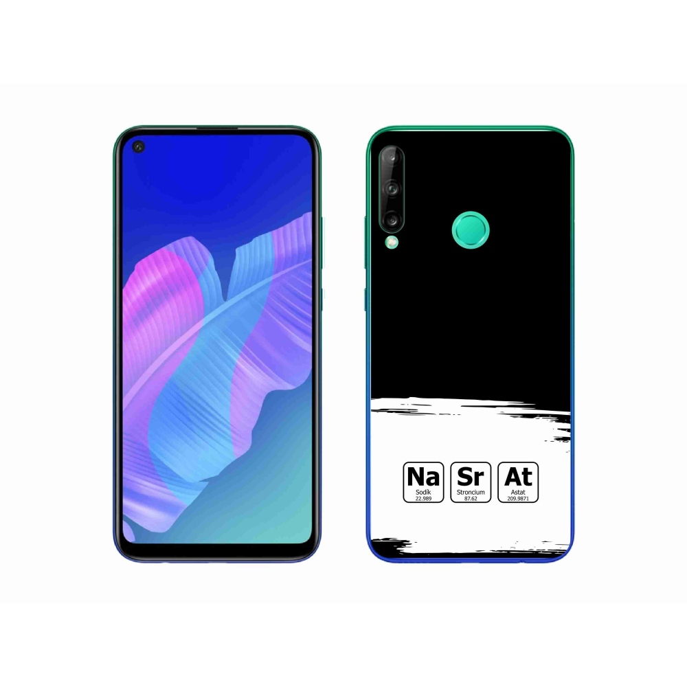 Gelový kryt mmCase na Huawei P40 Lite E - chemické prvky bíločerné pozadí