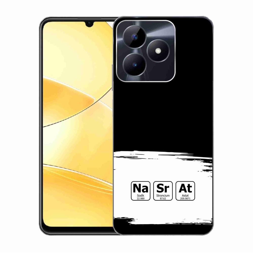 Gelový kryt mmCase na Realme C51/C53 - chemické prvky bíločerné pozadí