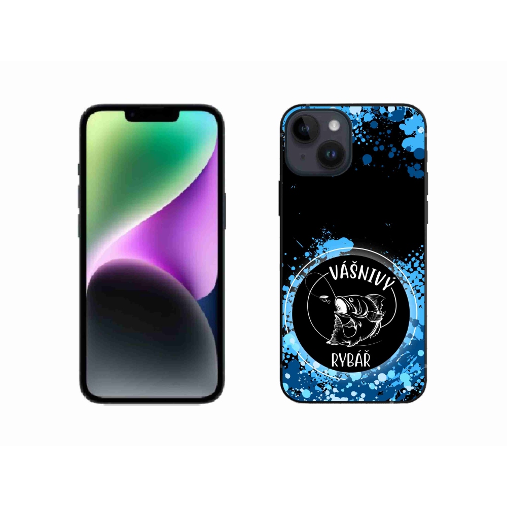 Gelový kryt mmCase na iPhone 14 - vášnivý rybář černé pozadí