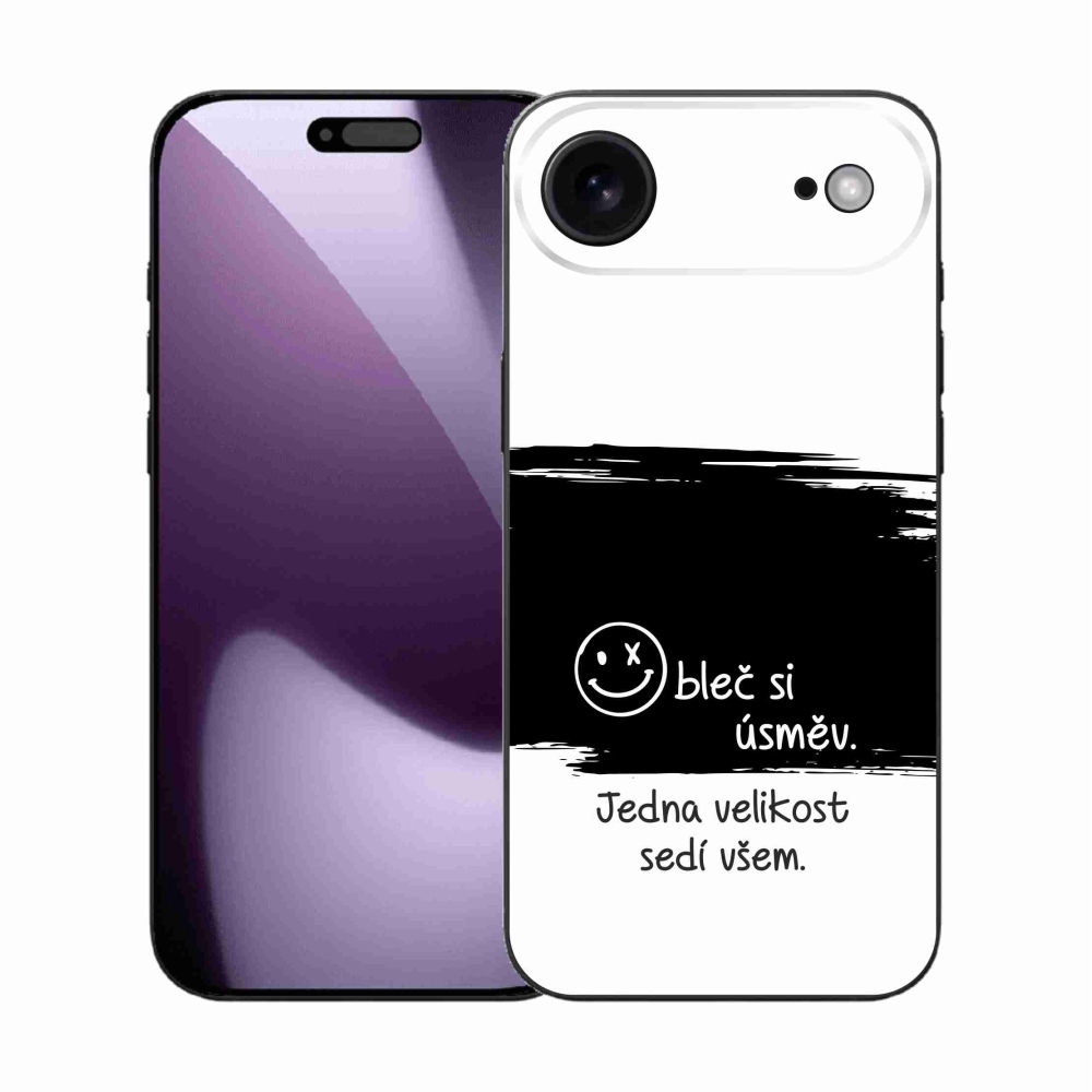 Gelový kryt mmCase na iPhone 17 Air - vtipný text 8 černobílé pozadí
