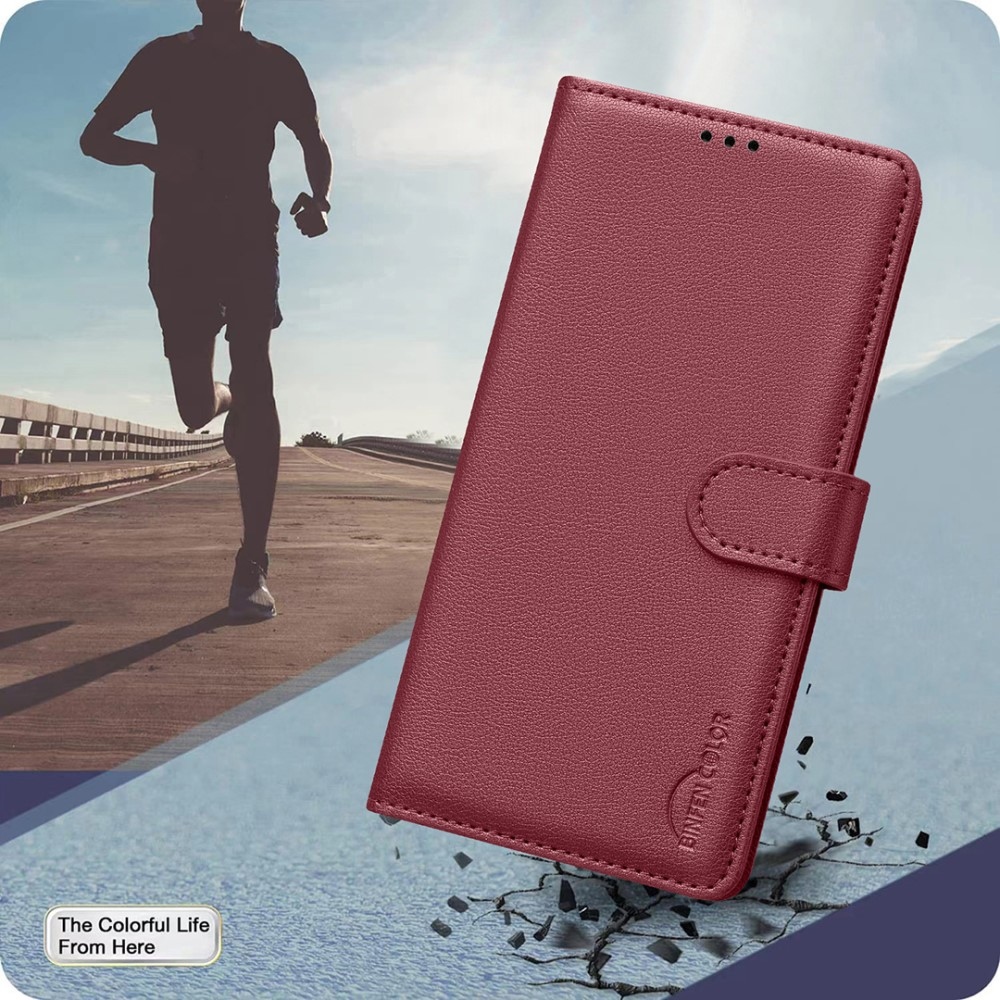 BINFEN knížkové pouzdro na Xiaomi Redmi Note 14 Pro 5G/Poco X7 5G/Note 14 Pro+ 5G - červené