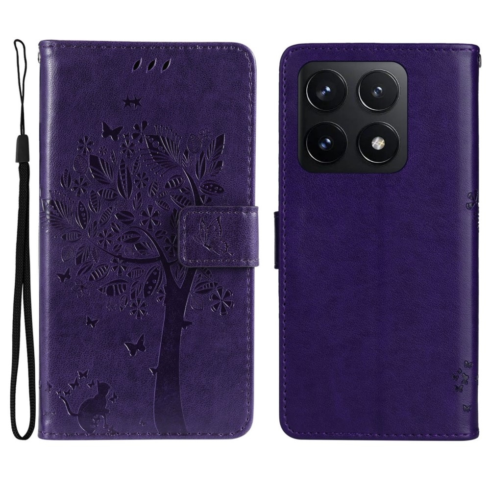 Trees knížkové pouzdro na Xiaomi 14T - tmavěfialové