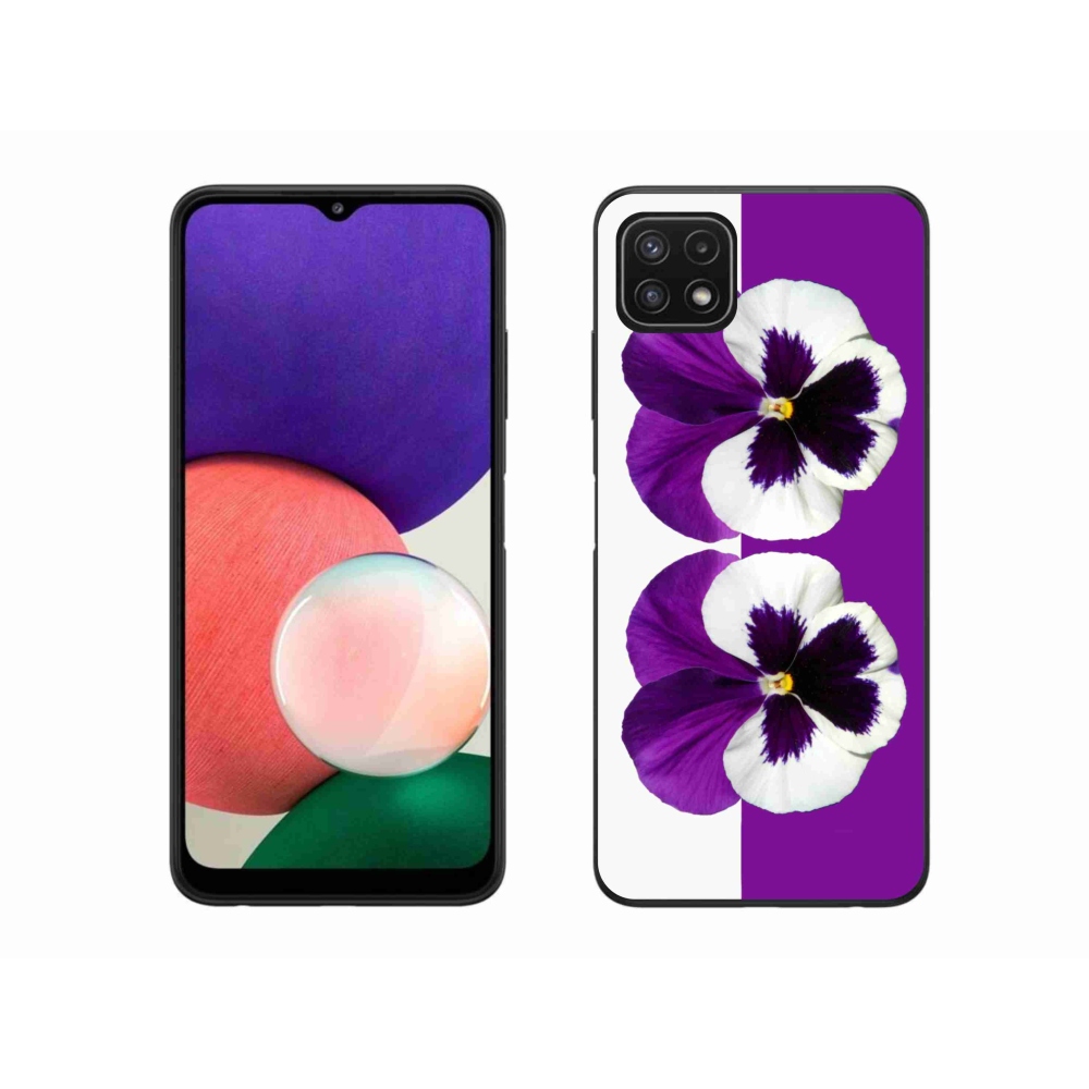 Gelový kryt mmCase na Samsung Galaxy A22 5G - fialovobílý květ