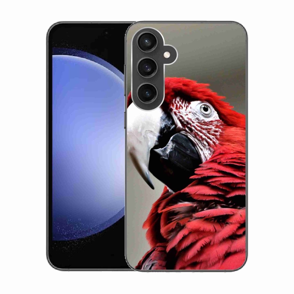 Gelový obal mmCase na Samsung Galaxy S23 FE - papoušek ara červený