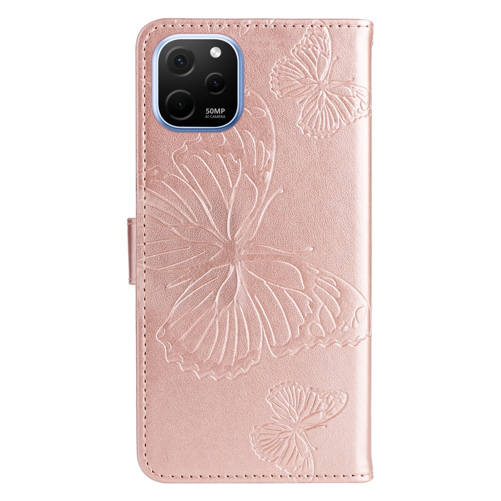 Big Butterfly knížkové pouzdro na Huawei Nova Y61 - růžovozlaté