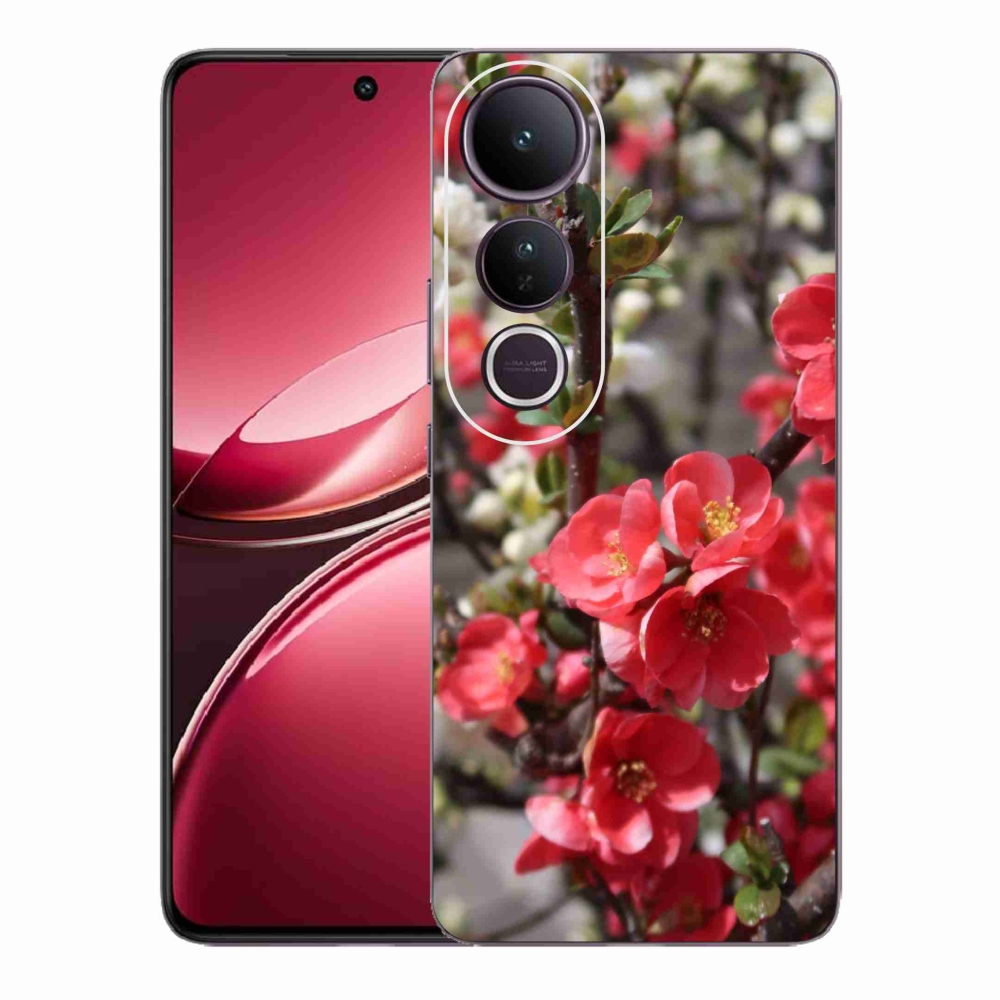 Gelový kryt mmCase na Vivo V50 Lite 4G/5G - červené květy