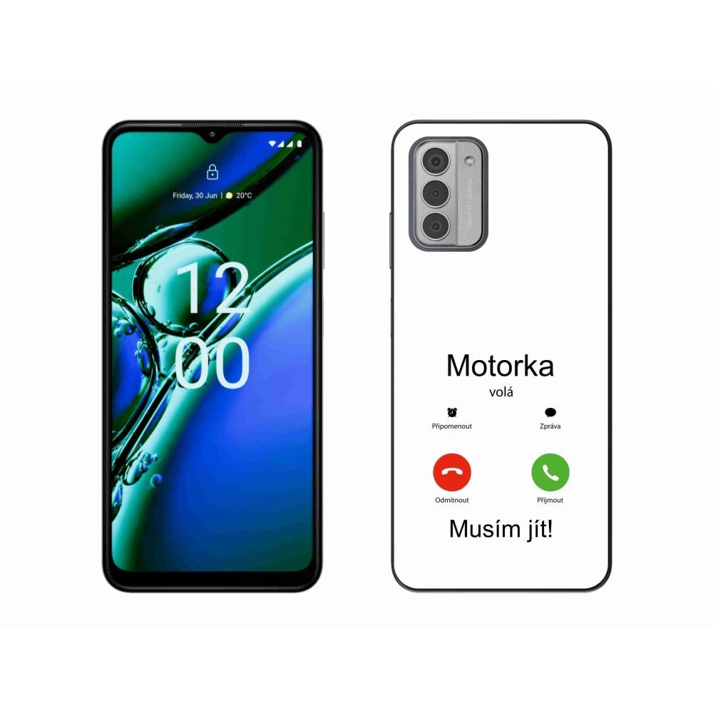 Gelový kryt mmCase na Nokia G42 - motorka volá bílé pozadí