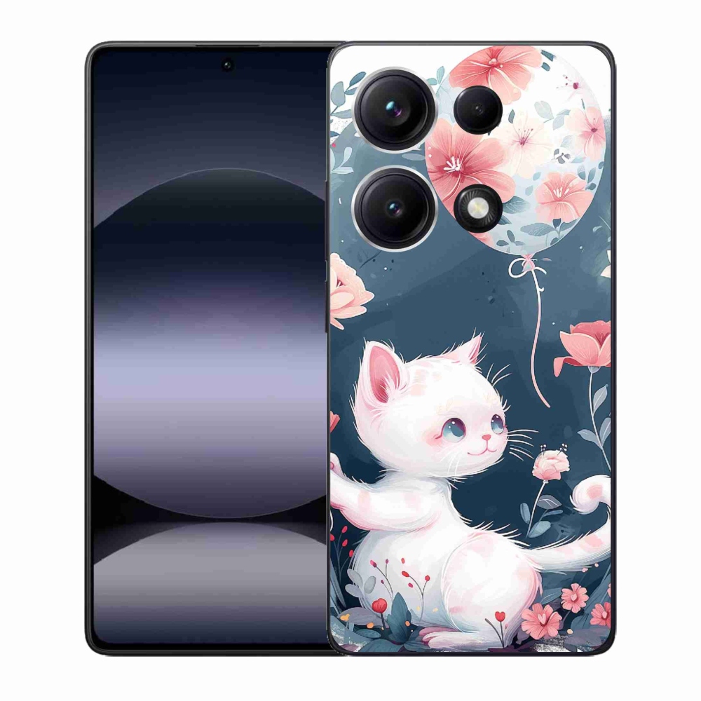 Gelový kryt mmCase na Xiaomi Redmi Note 14S - kotě s balónkem