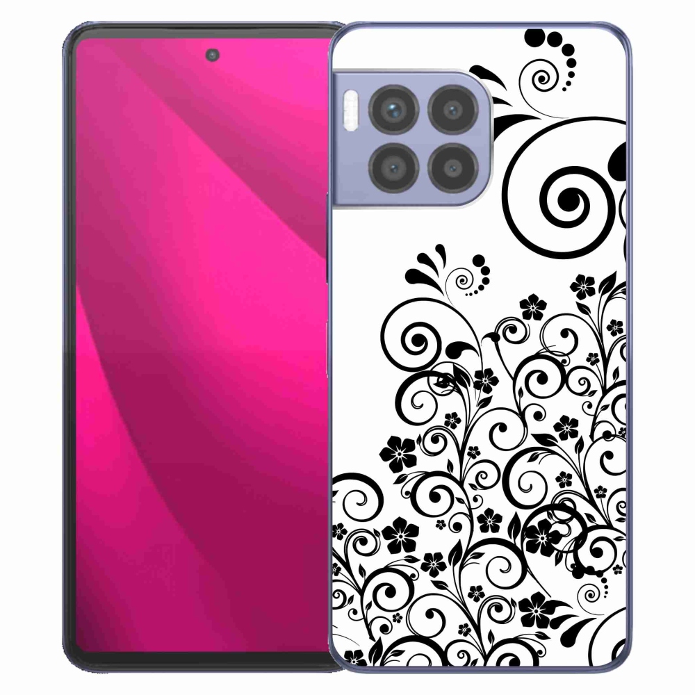 Gelový kryt mmCase na T-Mobile T Phone 2 Pro - černobílé květinové vzory
