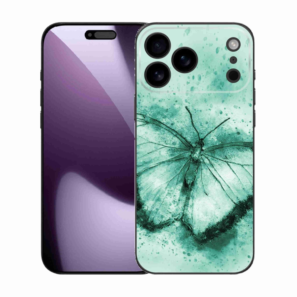 Gelový kryt mmCase na iPhone 17 Pro Max - zelený motýl