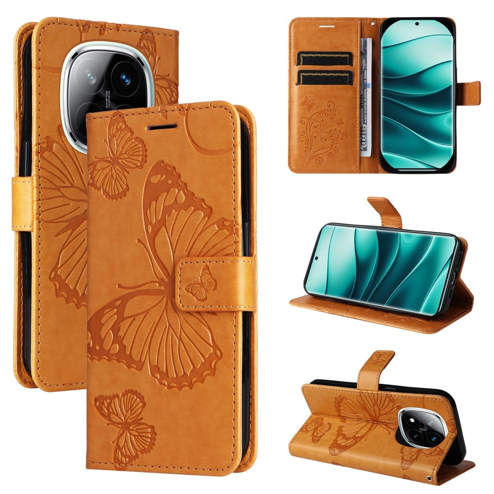 Big Butterfly knížkové pouzdro na Xiaomi Redmi Note 14 Pro 5G/Poco X7 5G/Note 14 Pro+ 5G - žluté
