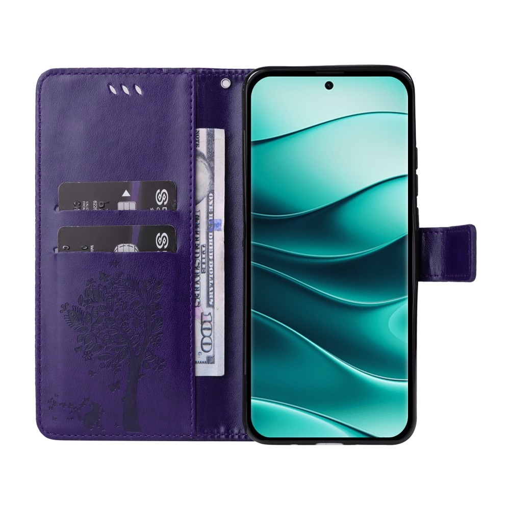 Trees knížkové pouzdro na Xiaomi Redmi Note 14 Pro 5G/Poco X7 5G/Note 14 Pro+ 5G - tmavěfialové