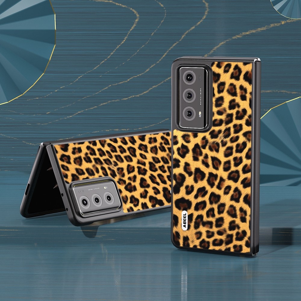 Leopard plastové pouzdro s umělou kůží na Honor Magic V2 - zlaté