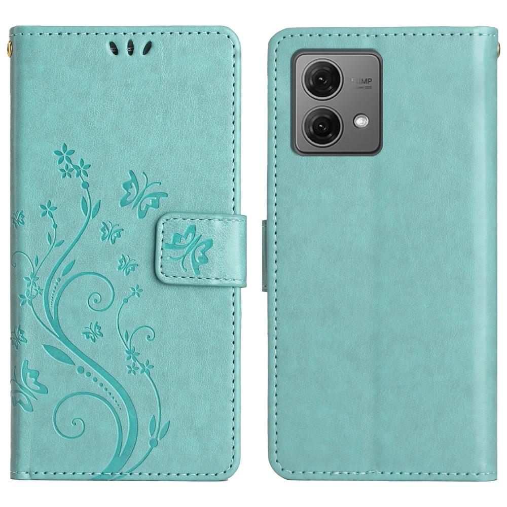 Flowers knížkové pouzdro na Motorola Moto G85 5G - modrozelené