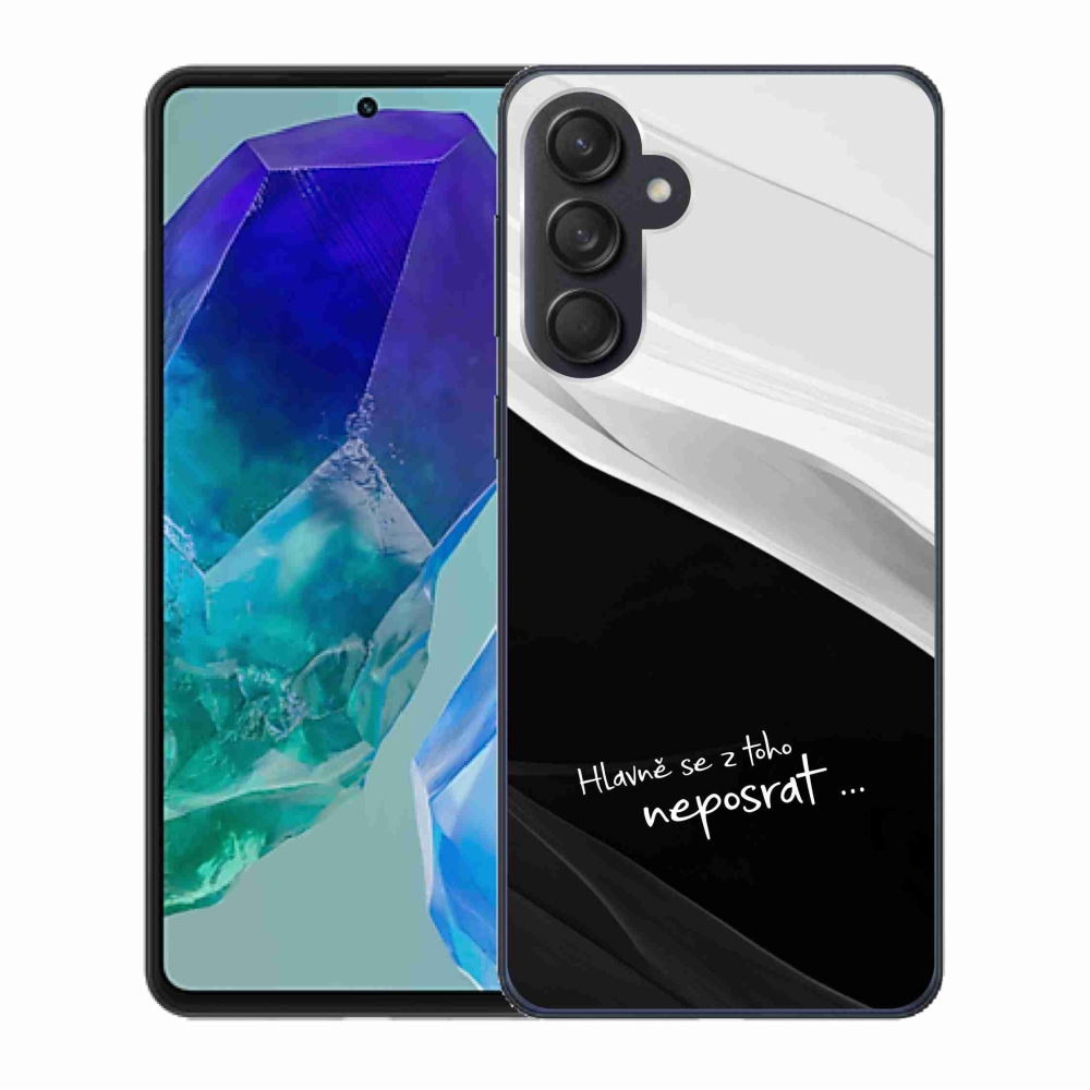 Gelový kryt mmCase na Samsung Galaxy M55 5G - vtipný text 13 černobílé pozadí