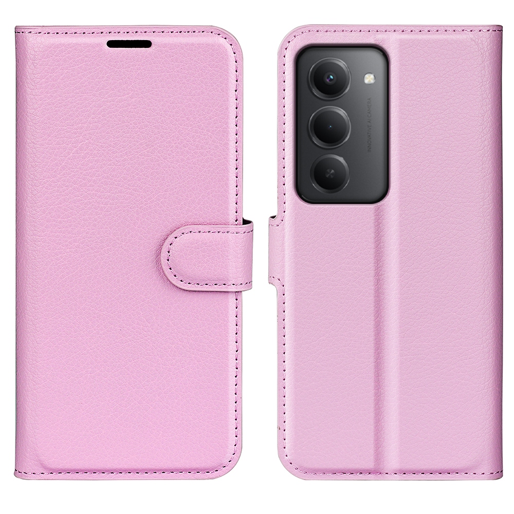Litchi knížkové pouzdro na Xiaomi Redmi 15 4G/5G (171mm) - růžové
