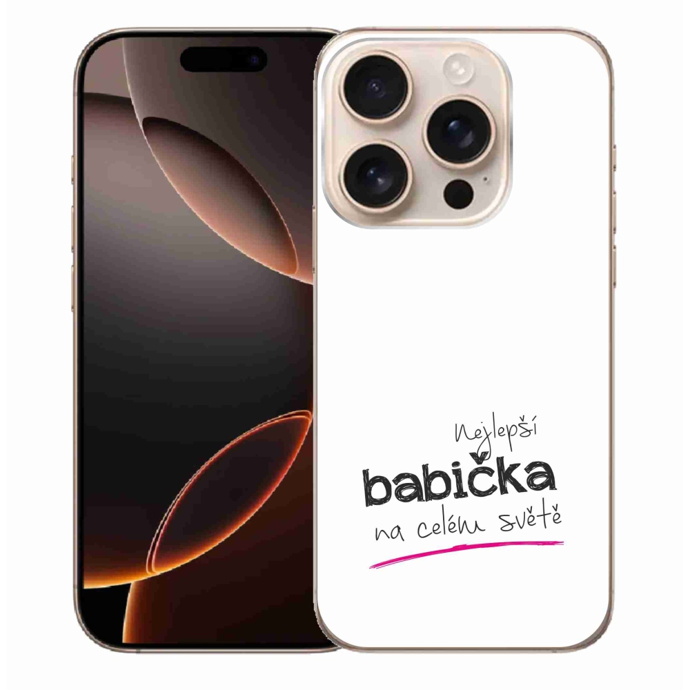 Gelový kryt mmCase na iPhone 16 Pro Max - nejlepší babička 4 bílé pozadí