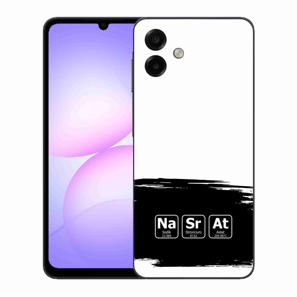 Gelový kryt mmCase na Samsung Galaxy A07 4G - chemické prvky černobílé pozadí