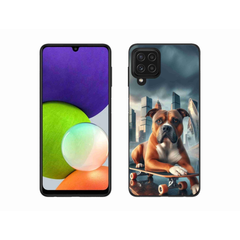 Gelový kryt mmCase na Samsung Galaxy A22 4G - pes na skateboardu