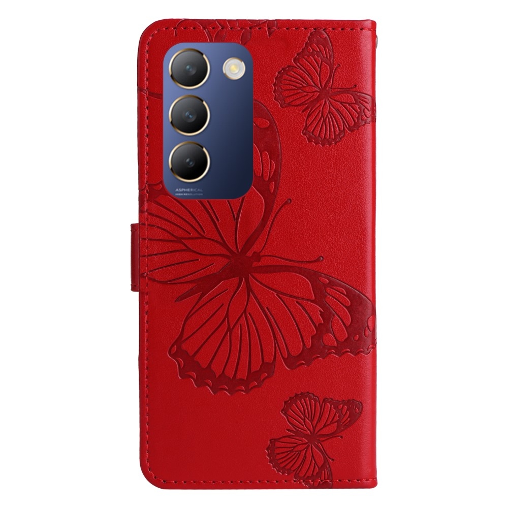 Big Butterfly knížkové pouzdro na Vivo V40 SE 4G/5G - červené