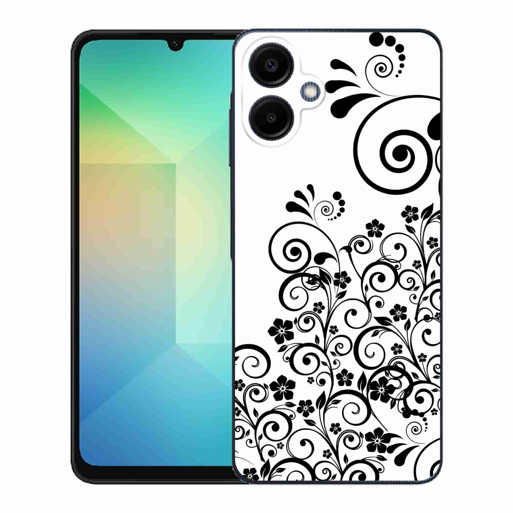 Gelový kryt mmCase na Samsung Galaxy A06 4G - černobílé květinové vzory