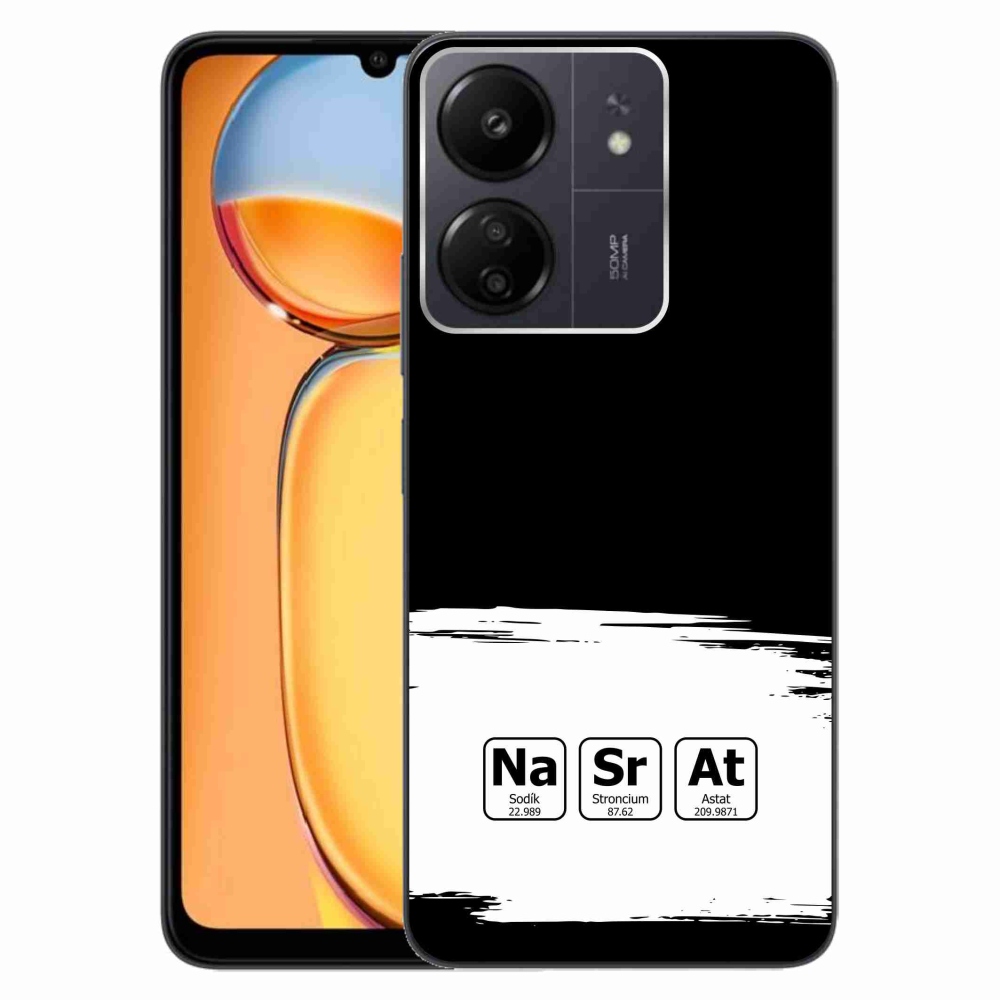 Gelový kryt mmCase na Xiaomi Poco C65/Redmi 13C - chemické prvky bíločerné pozadí