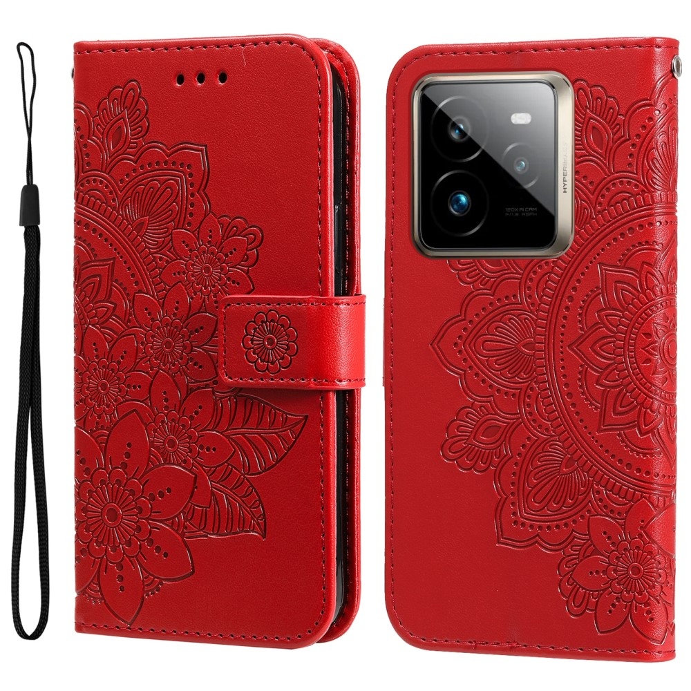 Mandala knížkové pouzdro na Realme GT 7 Pro 5G - červené
