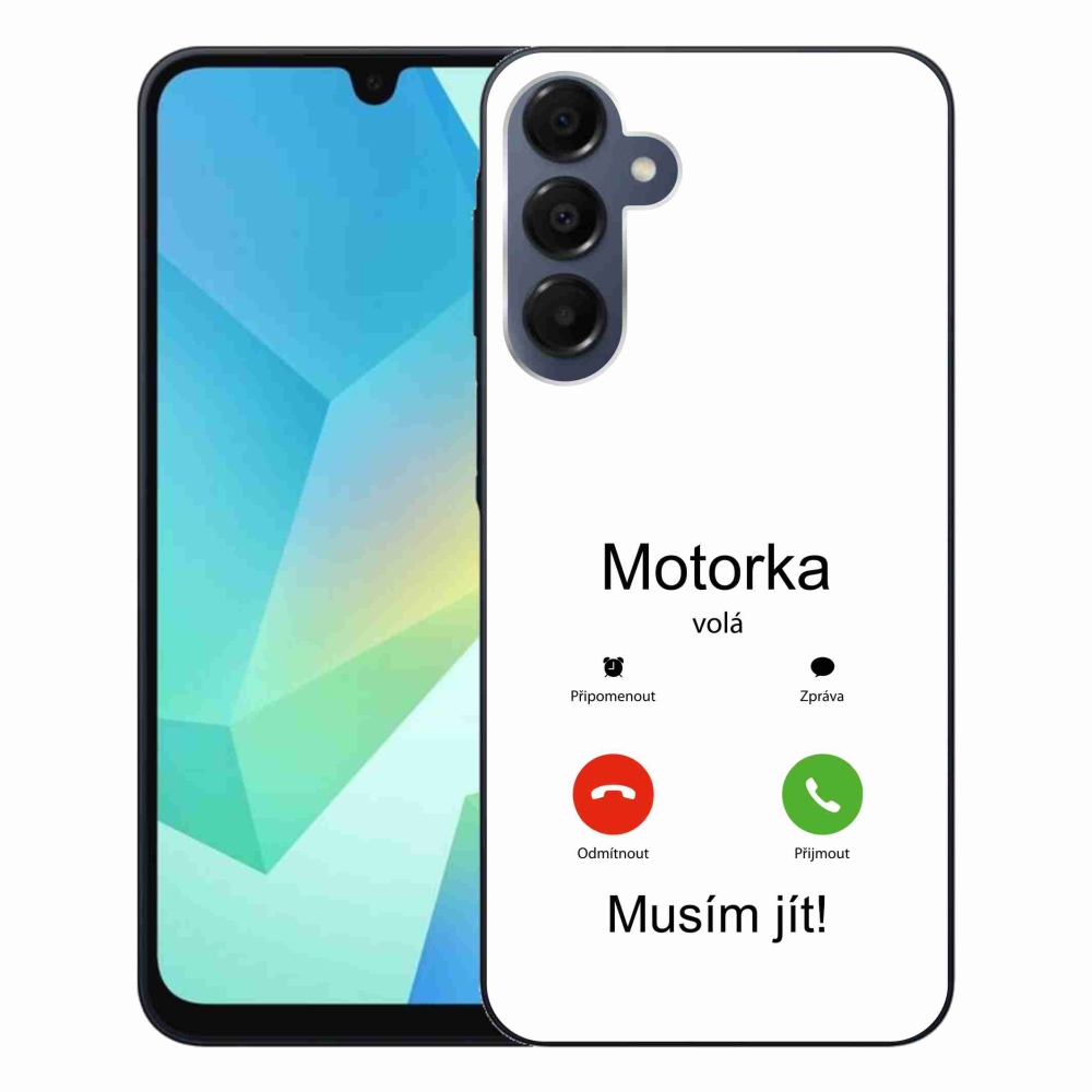 Gelový kryt mmCase na Samsung Galaxy A16 4G/5G - motorka volá bílé pozadí
