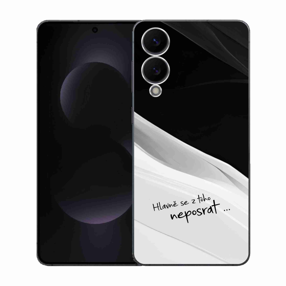Gelový kryt mmCase na Samsung Galaxy S25 Edge - vtipný text 13 bíločerné pozadí