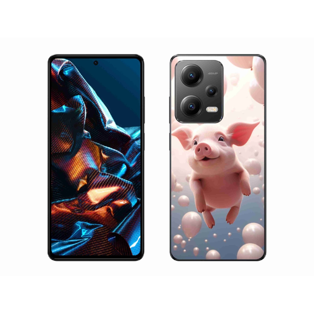 Gelový kryt mmCase na Xiaomi Redmi Note 12 Pro 5G - prasátko s balónky