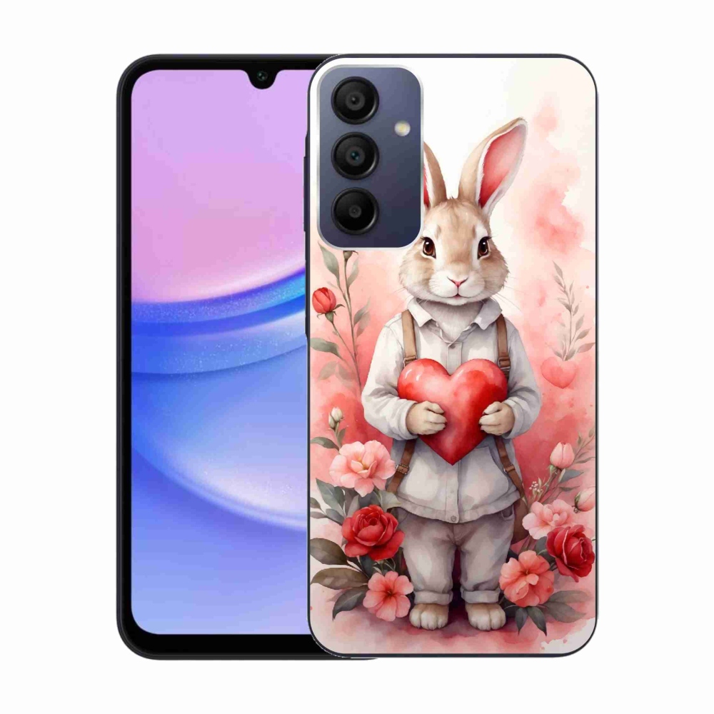 Gelový kryt mmCase na Samsung Galaxy A15 4G/5G - zajíc se srdíčkem