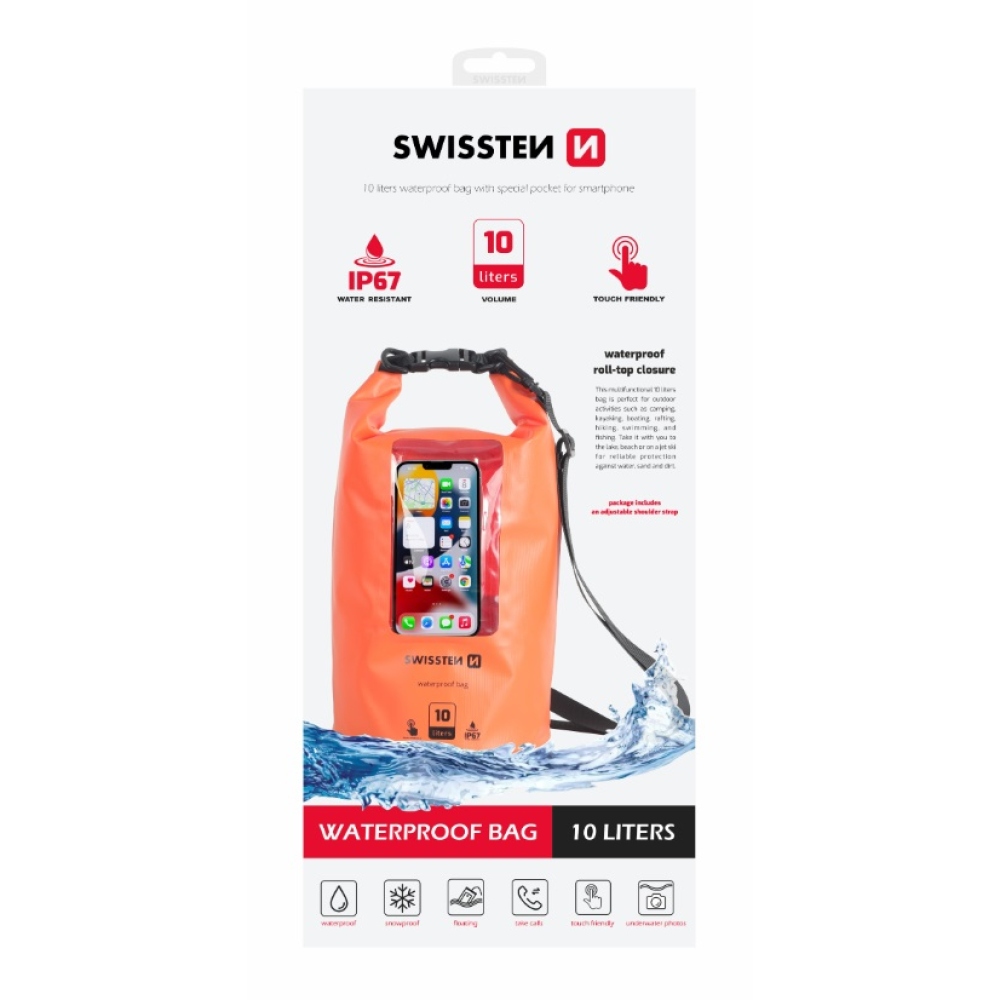 Vodotěsné pouzdro Swissten Waterproof 10L - oranžové