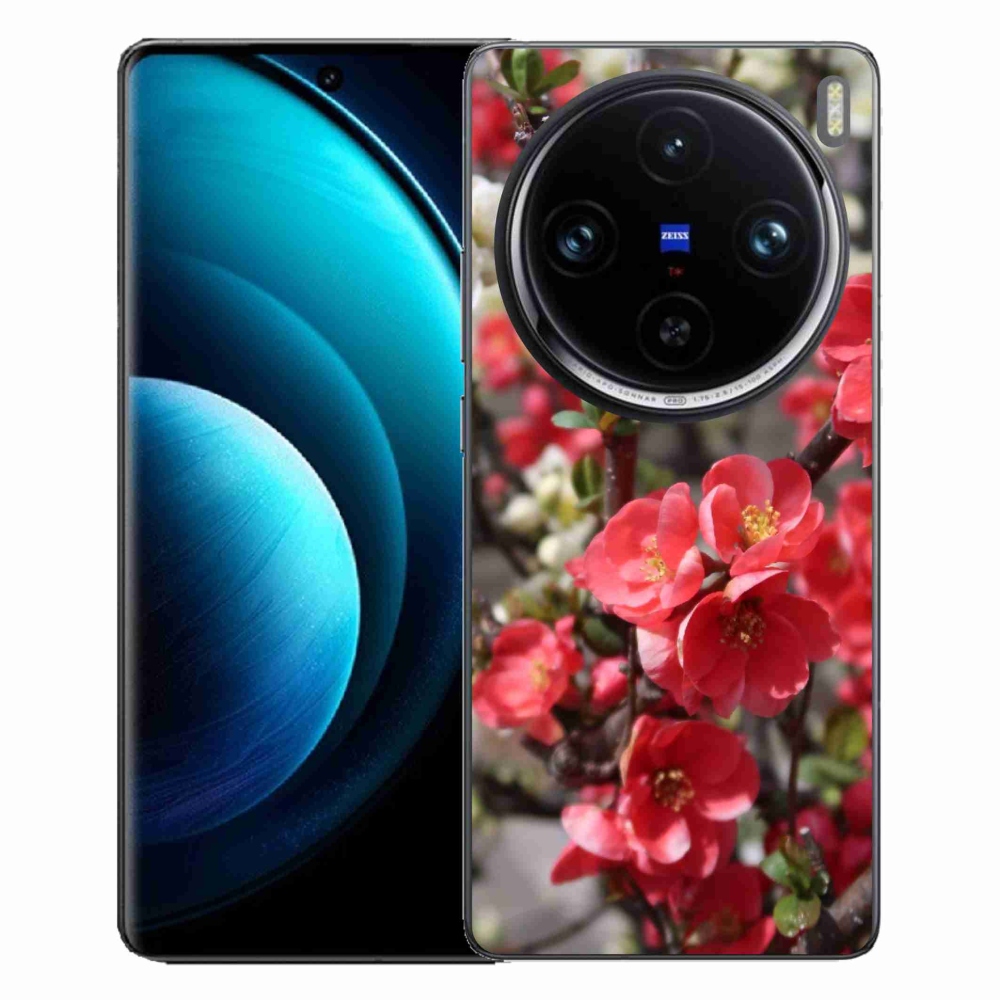 Gelový kryt mmCase na Vivo X100 Pro 5G - červené květy