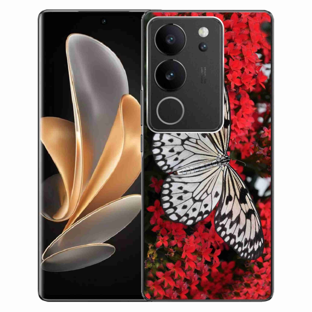 Gelový kryt mmCase na Vivo V29 5G - černobílý motýl 1