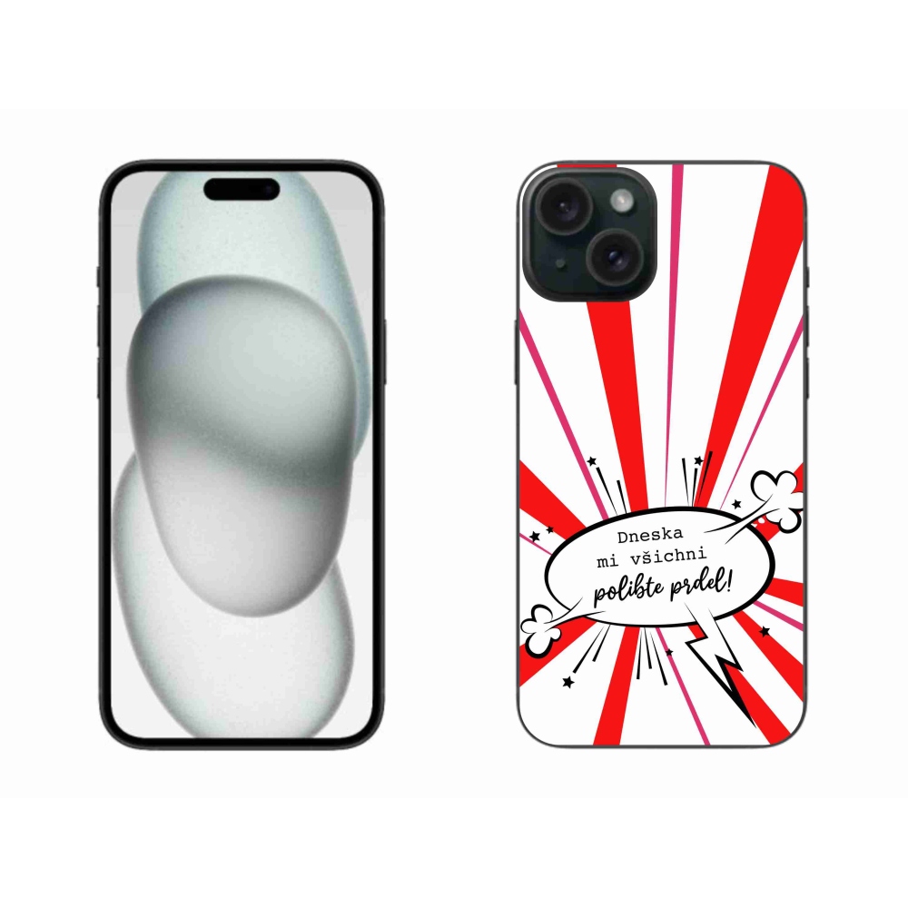 Gelový kryt mmCase na iPhone 15 Plus - vtipný text 15 bílé pozadí