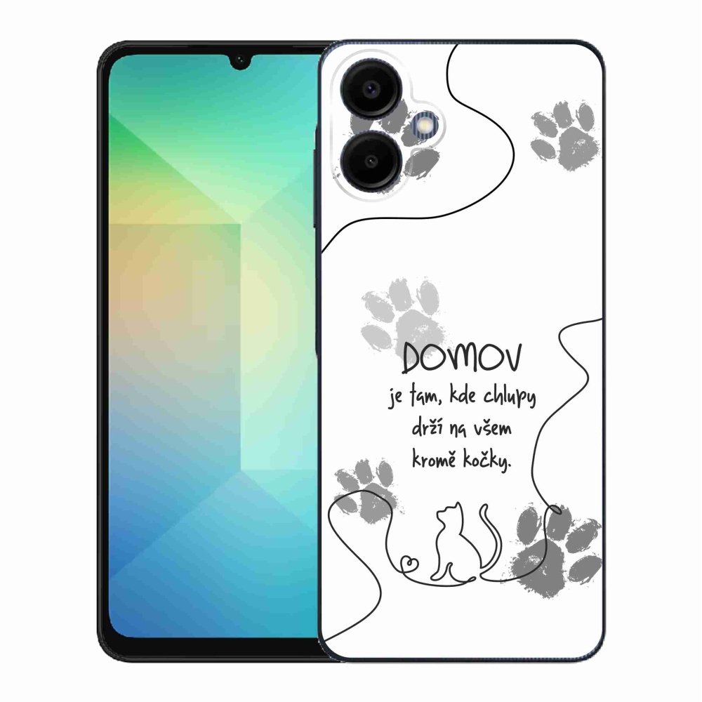 Gelový kryt mmCase na Samsung Galaxy A06 4G - kočičí motiv bílé pozadí