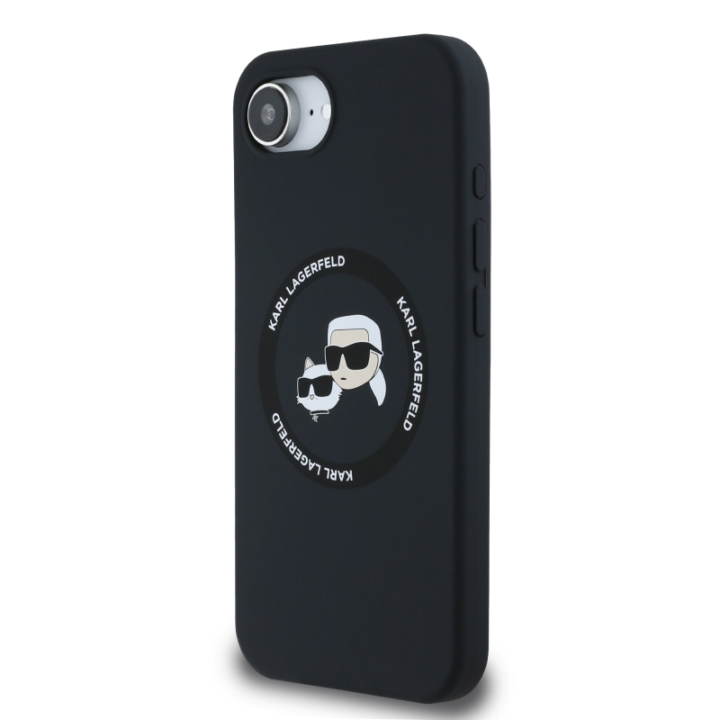 Karl Lagerfeld Liquid Silicone K&CH Heads MagSafe Zadní Kryt pro iPhone 16e Black