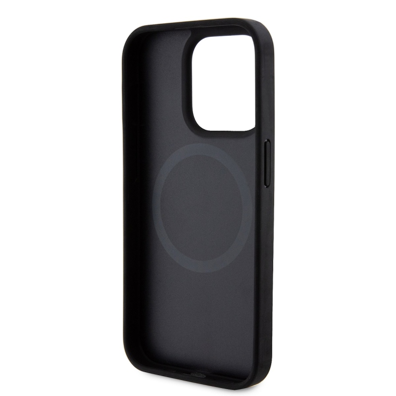 DKNY PU Leather Repeat Pattern Bottom Stripe MagSafe Zadní Kryt pro iPhone 13 Pro Black