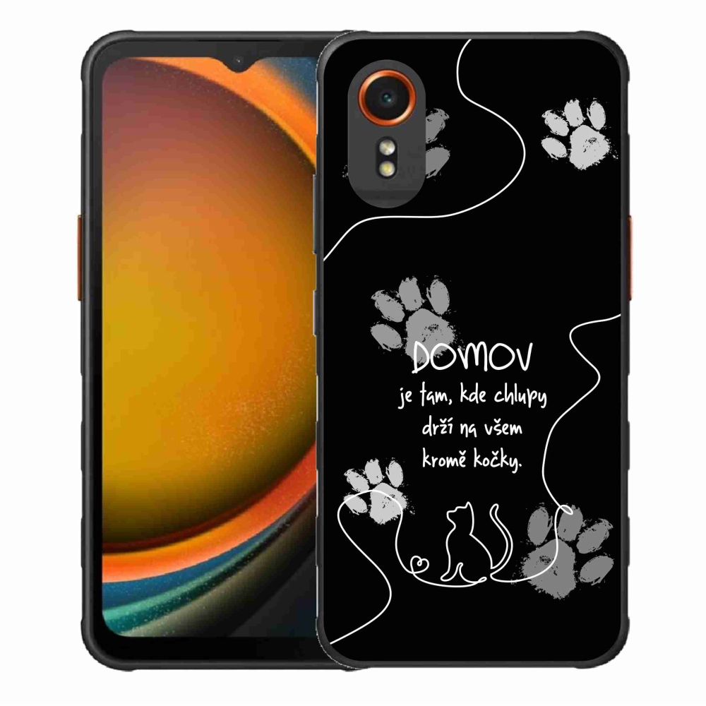 Gelový kryt mmCase na Samsung Galaxy Xcover 7 - kočičí motiv černé pozadí