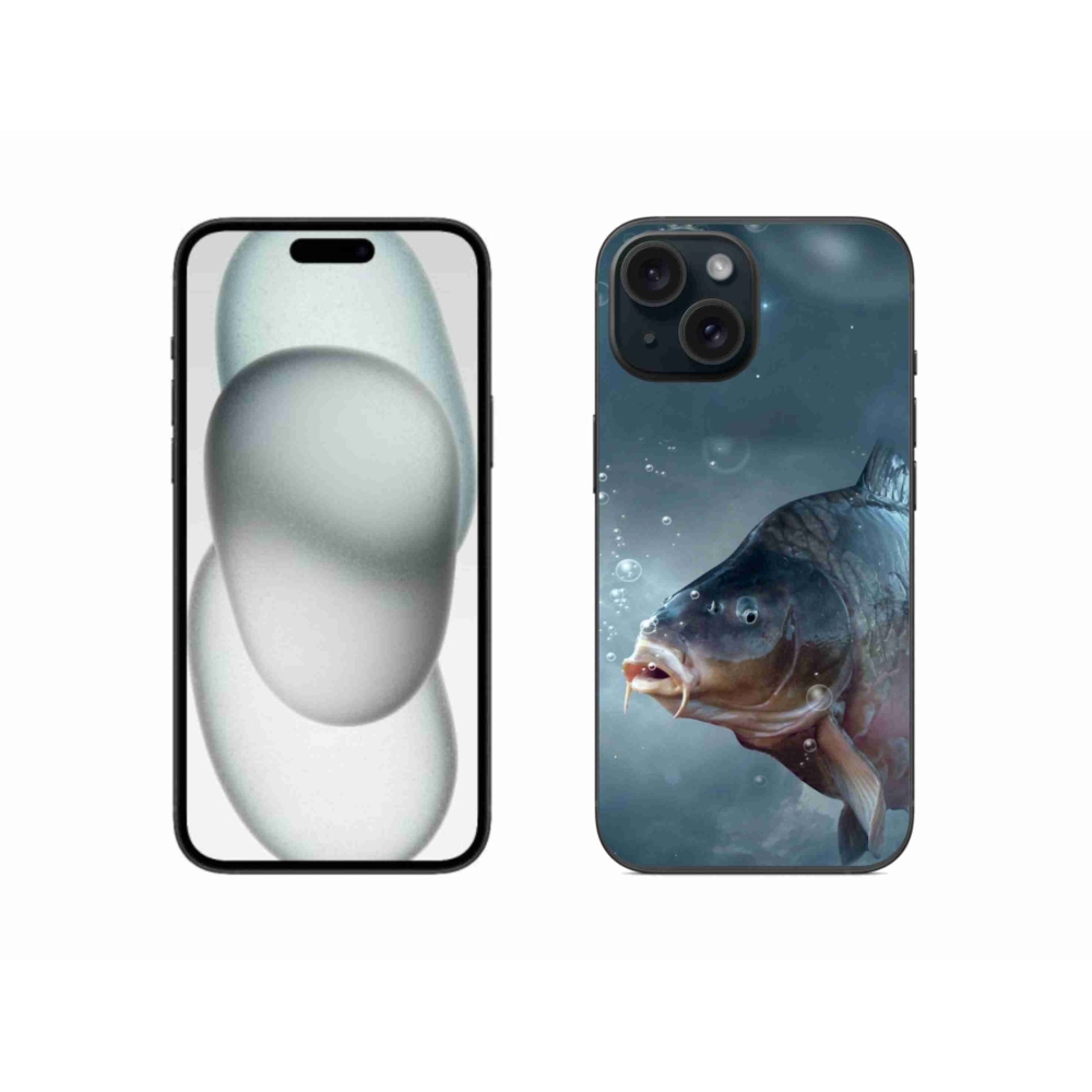 Gelový kryt mmCase na iPhone 15 - kapr a bublinky