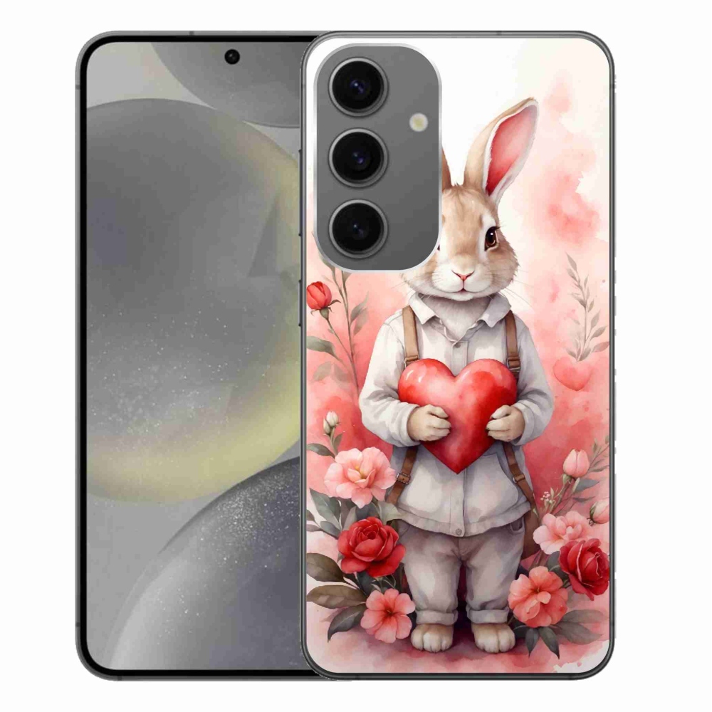 Gelový kryt mmCase na Samsung Galaxy S24+ - zajíc se srdíčkem