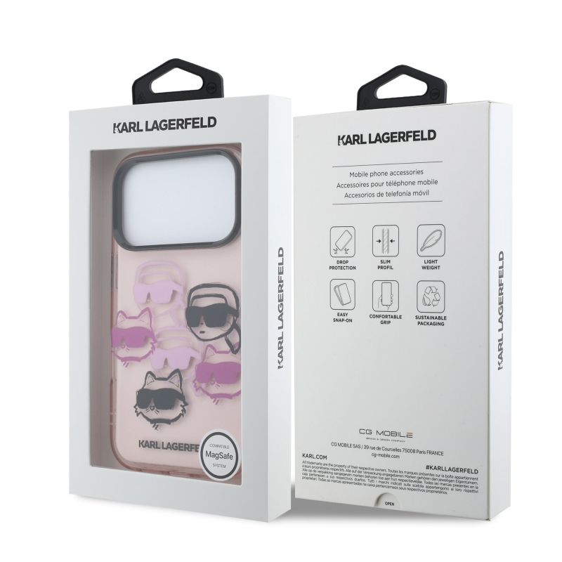 Karl Lagerfeld IML Multi K&CH Heads Zadní Kryt pro iPhone 17 Pro Pink