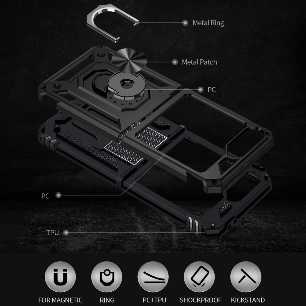 Ring odolný kryt na Samsung Galaxy Z Flip6 5G - černý