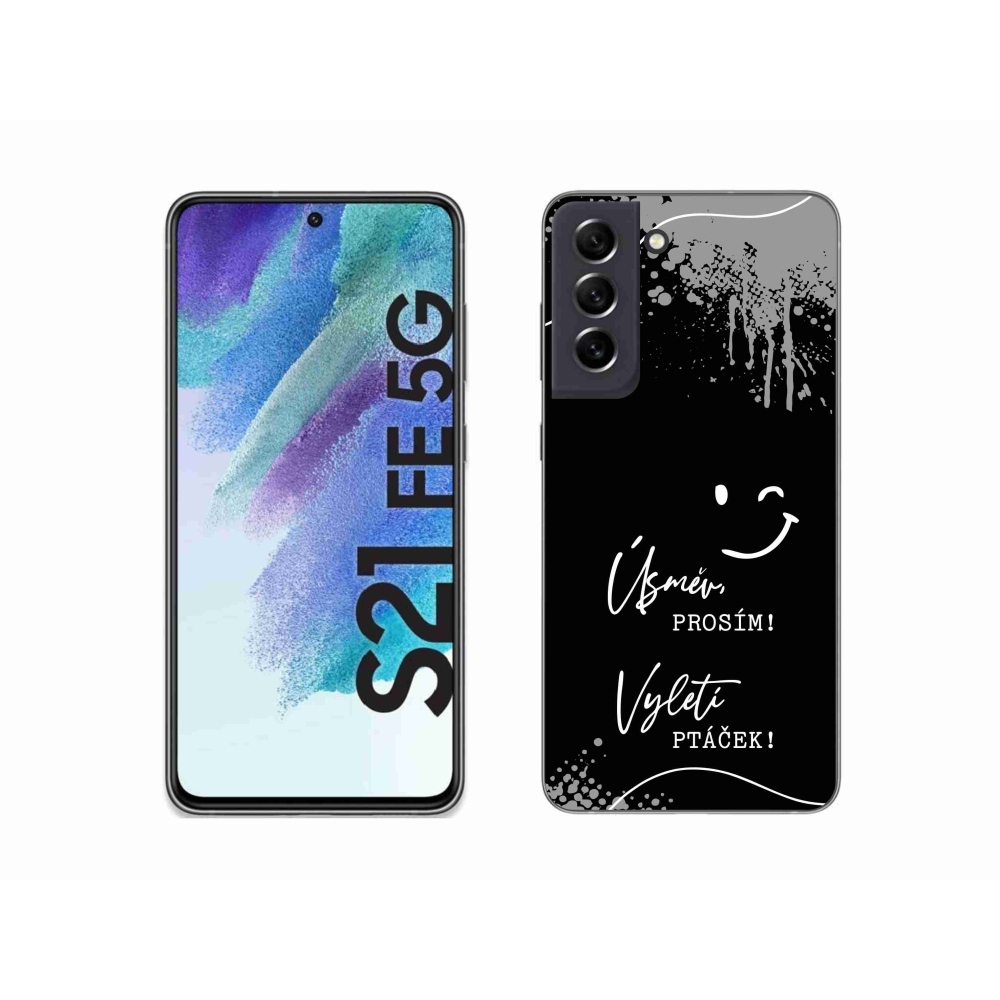 Gelový kryt mmCase na Samsung Galaxy S21 FE 5G - vtipný text 4 černé pozadí