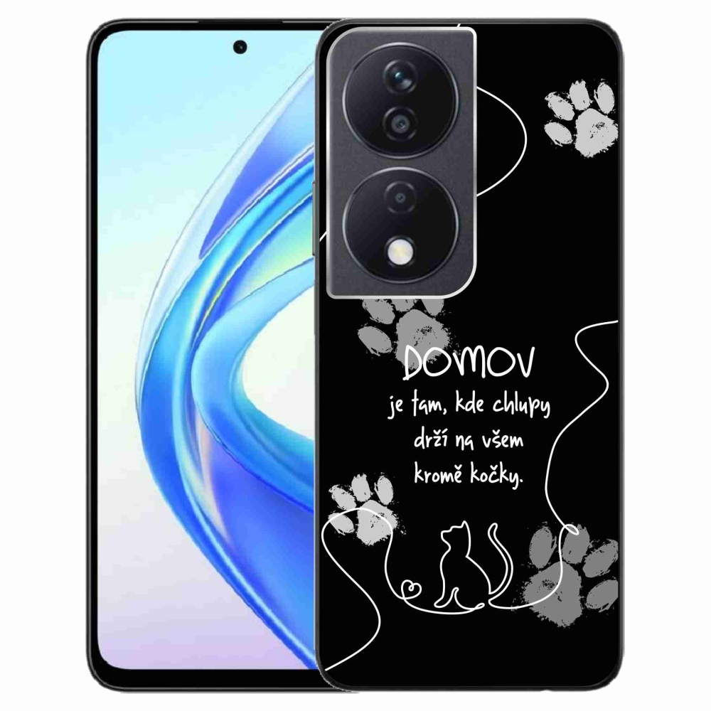Gelový kryt mmCase na Honor X7b/Honor 90 Smart - kočičí motiv černé pozadí