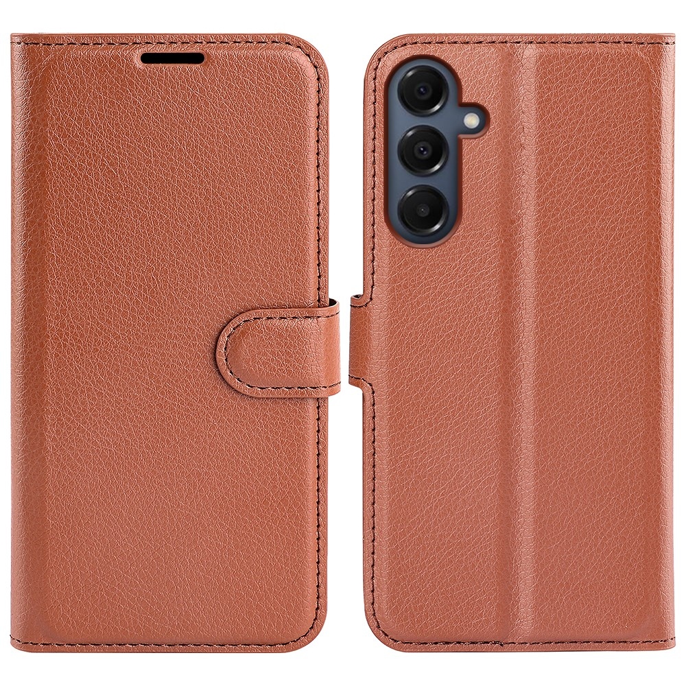 Litchi knížkové pouzdro na Samsung Galaxy A17 5G - hnědé