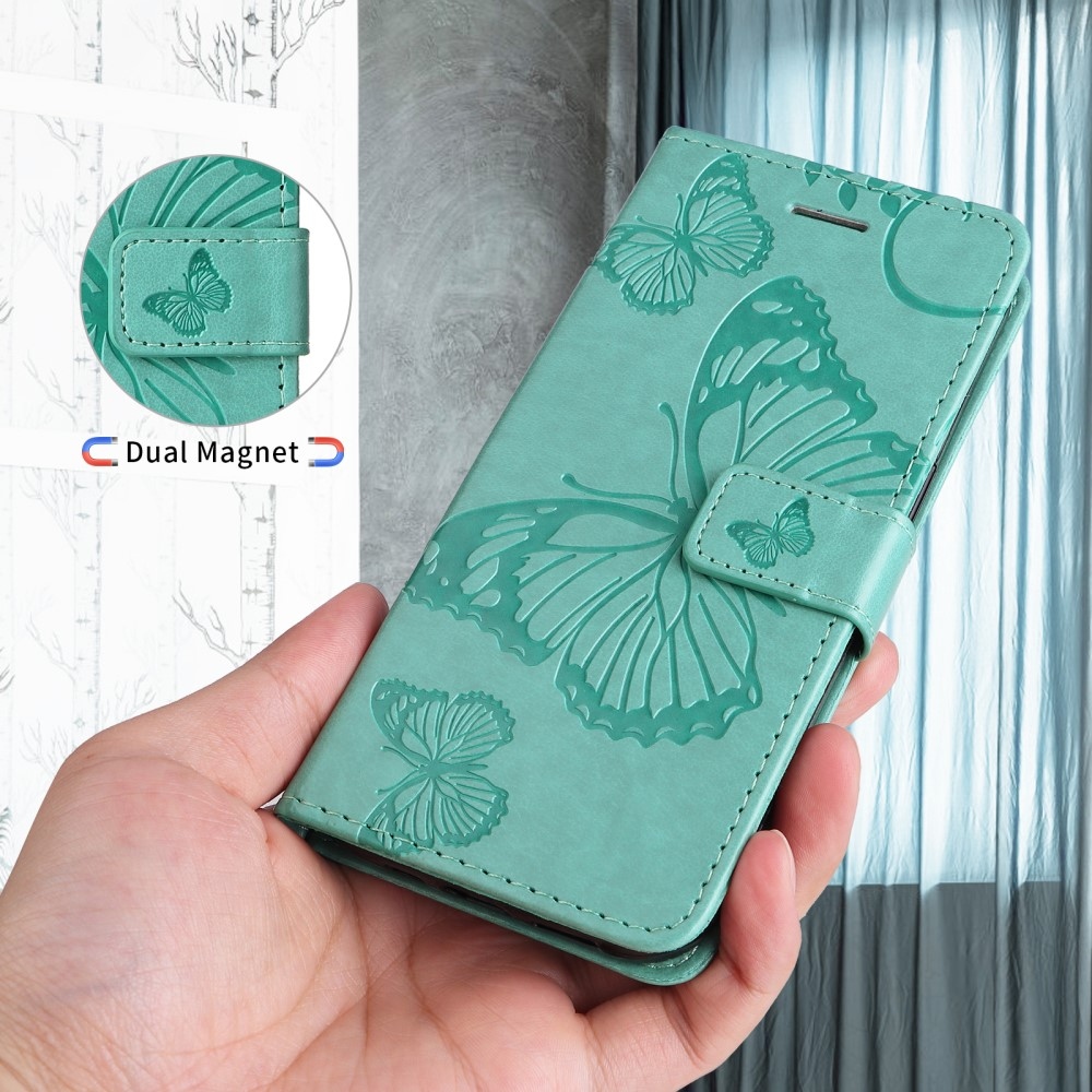 Big Butterfly knížkové pouzdro na Realme 14 Pro+ 5G - modrozelené