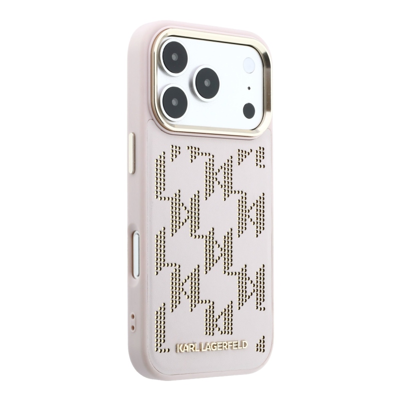 Karl Lagerfeld PU Perforated Monogram MagSafe Zadní Kryt pro iPhone 17 Pro Pink