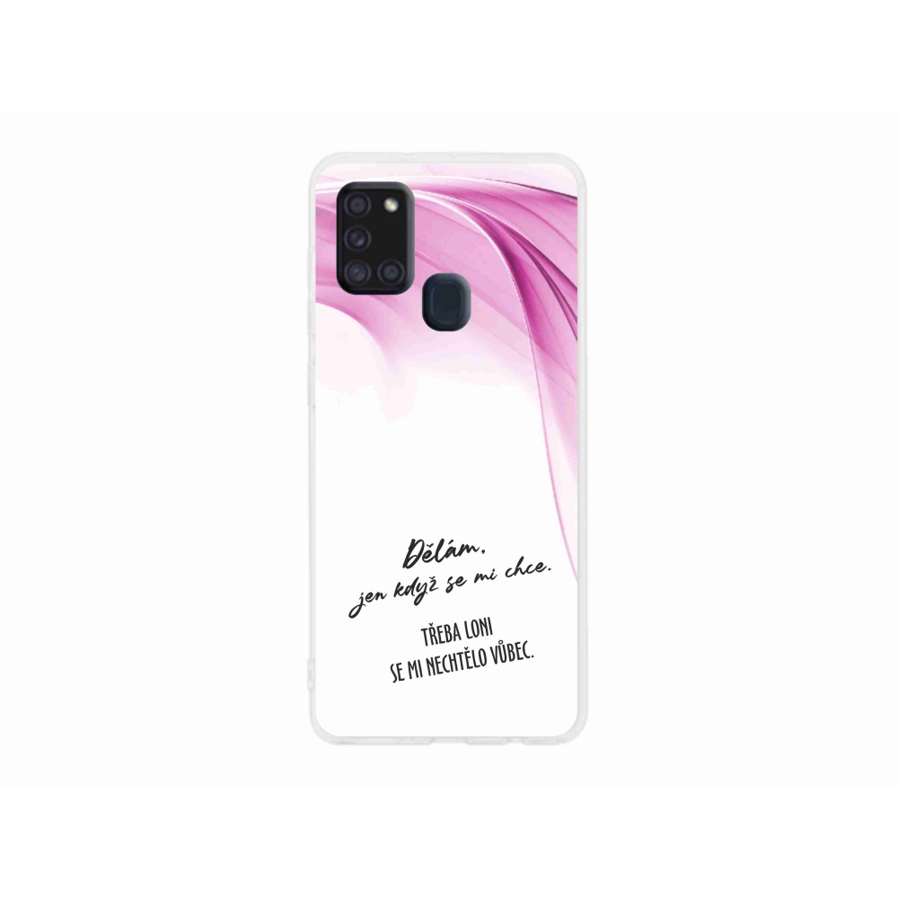 Gelový kryt mmCase na Samsung Galaxy A21s - vtipný text 12 bílé pozadí